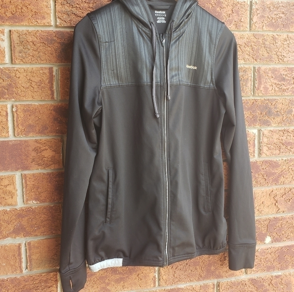 Reebok Play Dry Reflective Black Jacket Size M